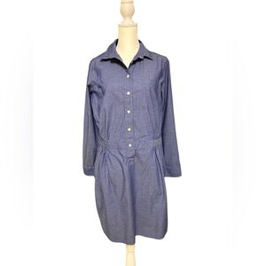 Banana Republic Chambray Shirt Dress Size 10P Petite Button Front Long Sleeve